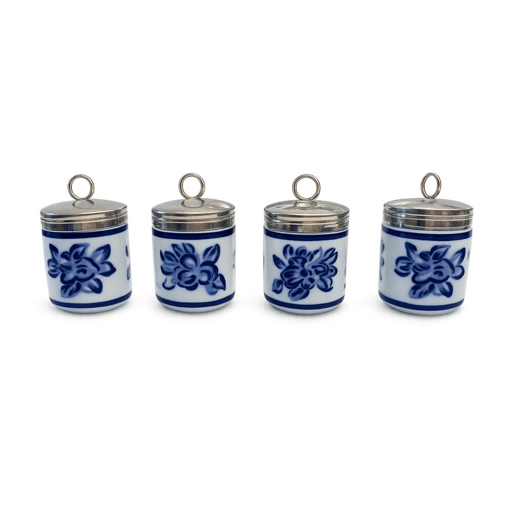 Vintage Williams Sonoma Grand Cuisine Floral Spice Jars/ Egg Coddlerers Set of 4